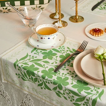 

Italian manor green blue floral linen wedding napkins table placemat 45x45cm 40x50cm