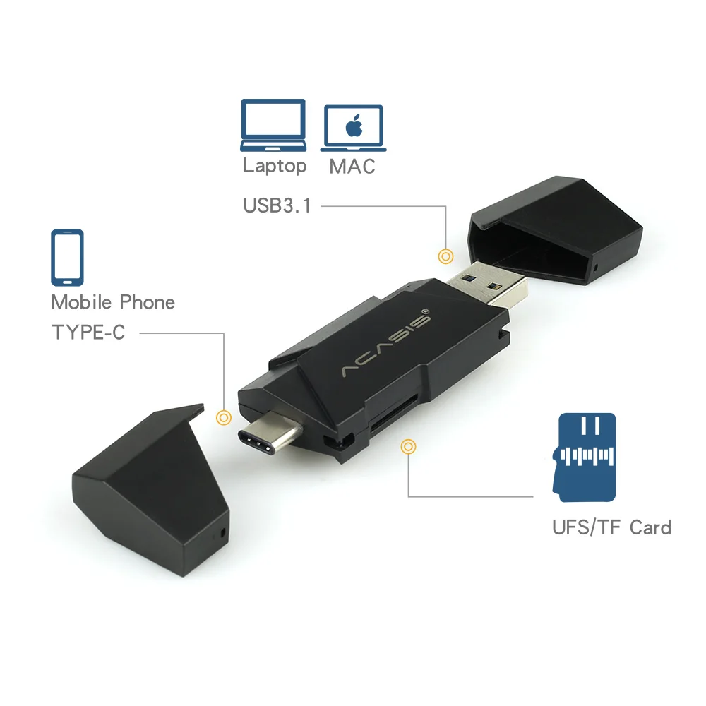 Acasis UFS кард ридер USB 3 1 Type C к Micro SD TF адаптер карта памяти смарт для мобильных Macbook