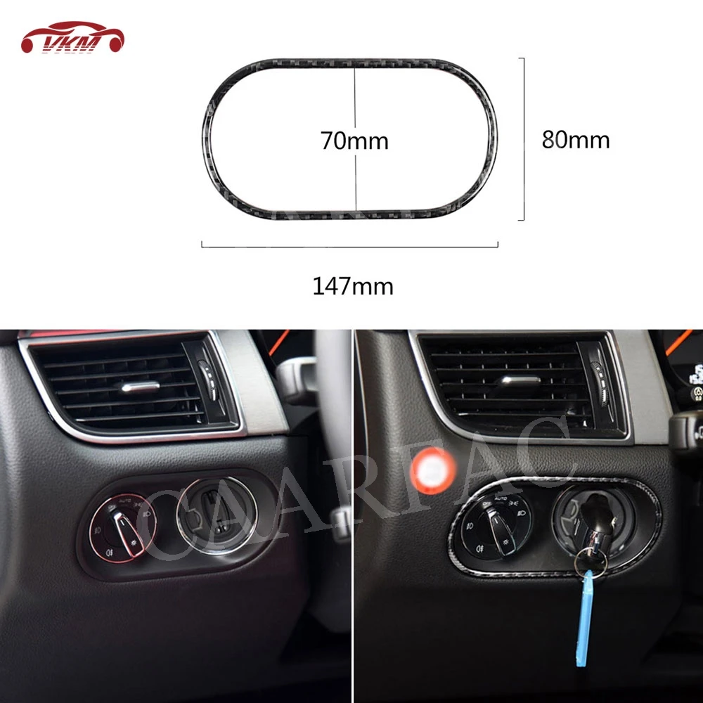 

Carbon Fiber Car Headlight Ignition Switch Button Trim Frame Cover Decal Sticker for Porsche Macan 2015-2018