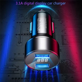 

USLION 3.1A USB Car Charger Universal Mobile Phone Charger Adapter LED Display Dual Car-Charger for Xiaomi Samsung iPhone 11 XS
