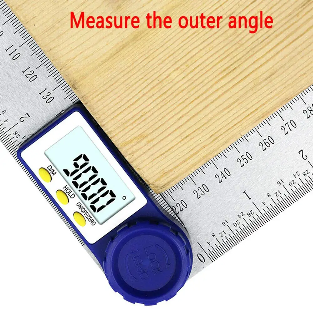 2 in 1 Digital Angle Meter with LCD Screen Measurement Finder Ruler Stainless Steel 360 ° Educational Tool for Carpentry Student