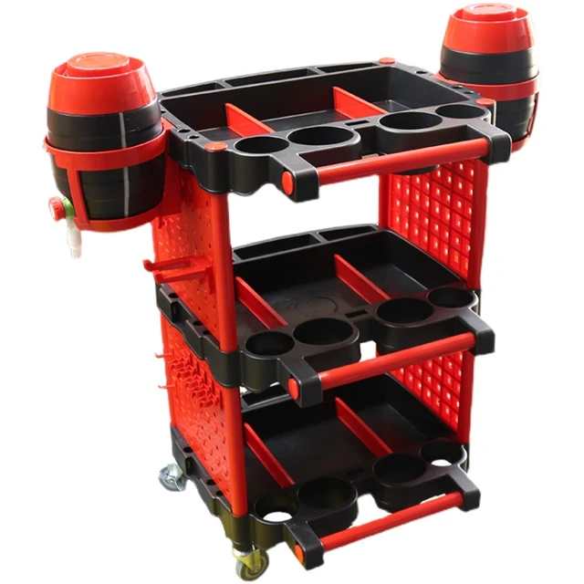 Car Detailing Workshop Trolley Auto Cleaning Polish Care Tool Cart