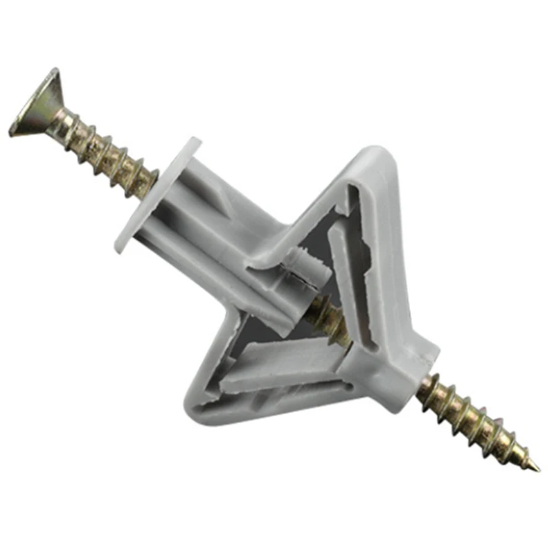 

100Pcs Poly Toggle Plasterboard Anchor Plastic Expansion Tube Pipe Wall Anchors Plugs Expansion with Screw Kit