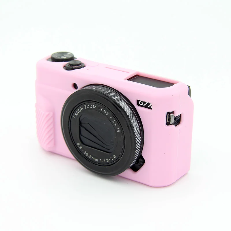 Чехол для Камеры силиконовый чехол для камеры Canon G7X Mark 2 G7X II G7X2 G7XII защитный чехол для корпуса сумка с крышкой объектива 8 цветов - Цвет: Розовый