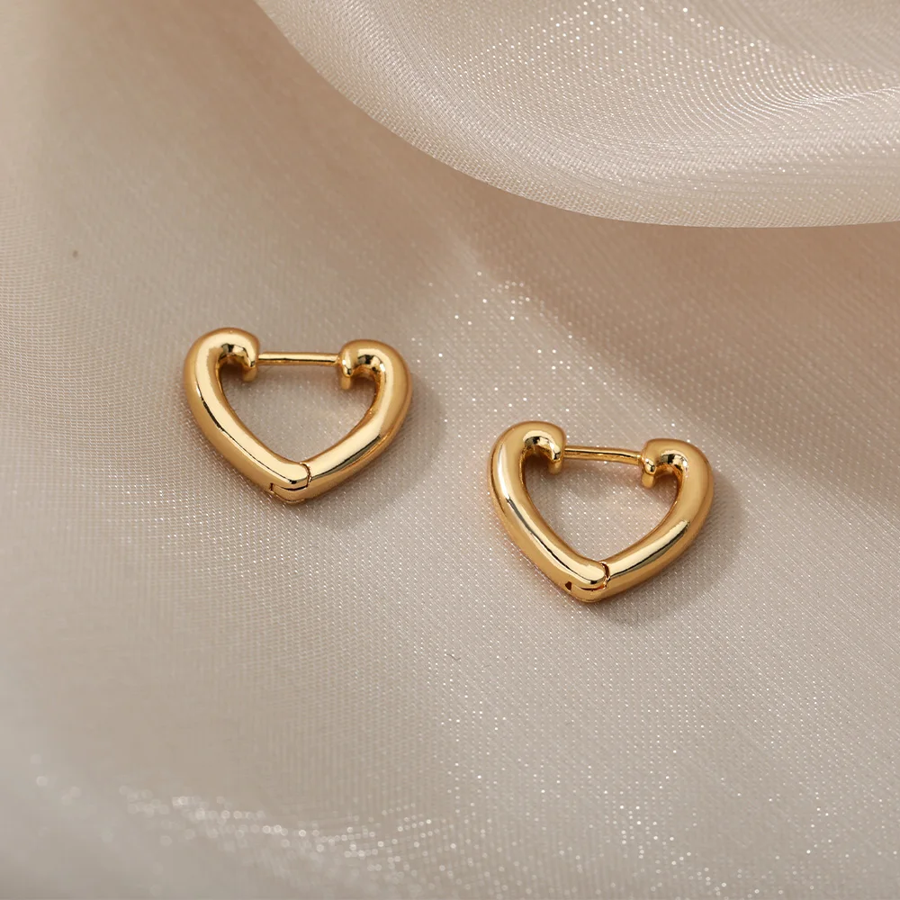Hollow Heart Earrings Stainless Steel Silver Color 2021