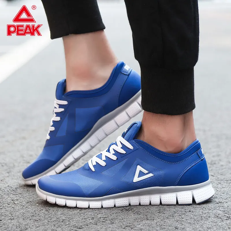 PEAK Men's Jogging Sneakers Lightweight Mesh Breathable Casual Shoes Rubber Soft Bottom Comfortable Non-slip | Спорт и
