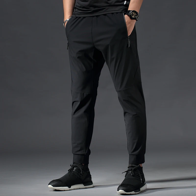 Running Jogging Pants Fitness Sport Training Long Trousers Four Seasons Slim Zipped Pockets Man Elastic Waist Sweatpants