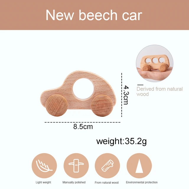 Organic Wooden Car toy Shape For Babies Beech Teether Kids Brain Game Toys Handmade Crafts Gift Child Blocks Cognitive Toys 2