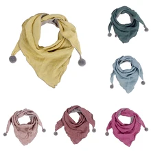 1pc Baby Cotton Triangle Scarves Pure Color Autumn Winter Skin-friendly Soft Kids Neck Warm Bibs Scarf Simple Sweet Kids Scarf