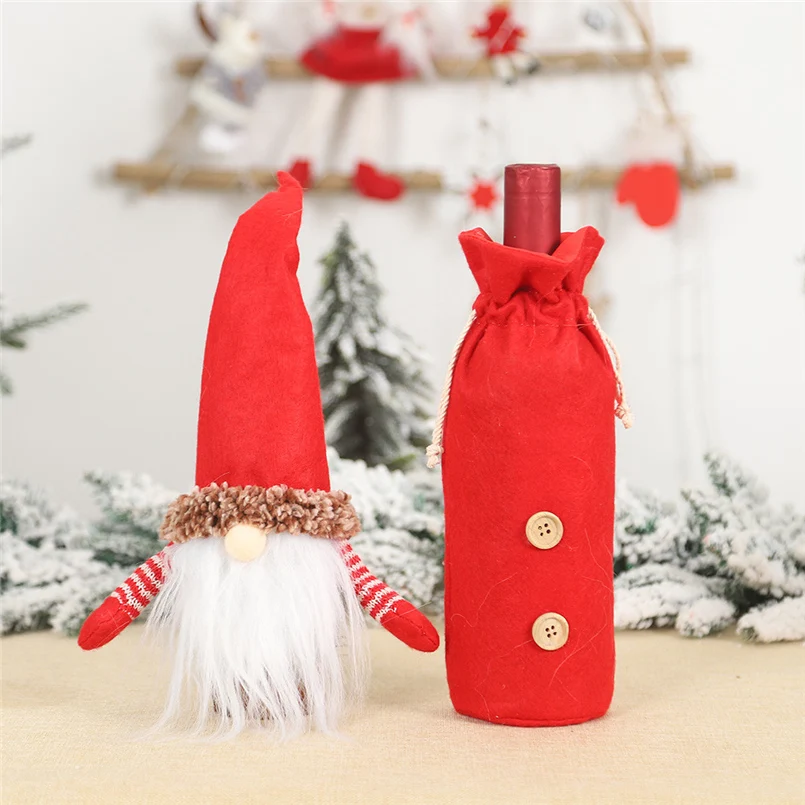 Santa Claus wine bottle bag party table Christmas happy decoration gift Christmas covers for bottles wijn kerst 20O30 (9)