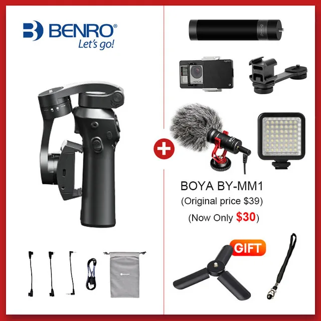 BENRO P1 3 оси ручной gimbals смартфон стабилизатор для Gopro hero 7 iPhone huawei XiaoMi Pk Snoppa Atom DJI Osmo mobile 3 2 - Цвет: the whole set 3