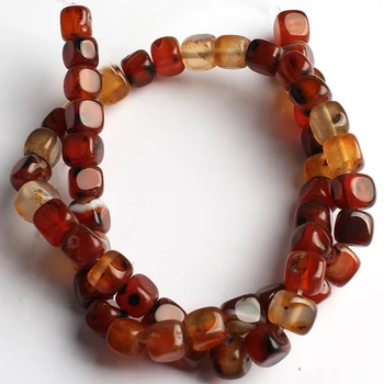 

6-8mm Smooth Square Brown Dream Dragon Agates Onyx Beads For Jewelry Making Natural Stone DIY Earring Bracelet Accessories 15"