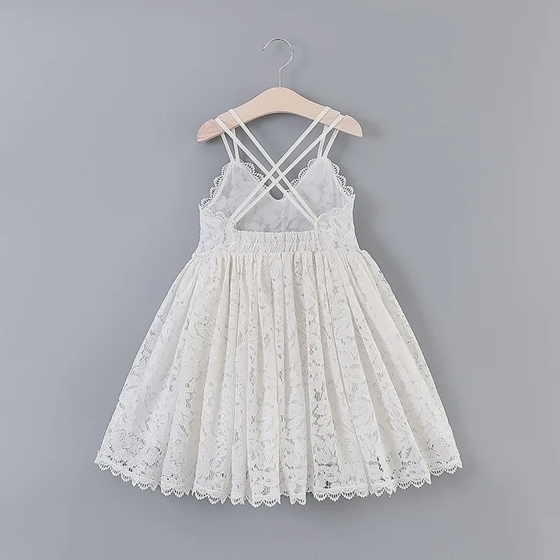 2020 New Kids Girl White Lace Lovely Party Summer Dress Princess Dresses 3 Color 