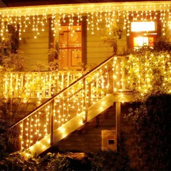 

4*0.6m 120 LED Curtain Icicle Led String Lights Droop Christmas Outdoor Tree Holiday Garland Fairy Party Garden Home Decor Light