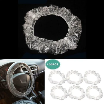 

100 Pcs Universally Vehicle Car Disposable Plastic Steering Wheel Protector Cover Waterproof For Car Interior Accessories