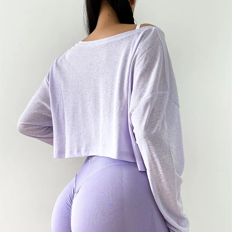 Mermaid Curve Sports T-Shirts for Female Autumn Running Fitness Yoga