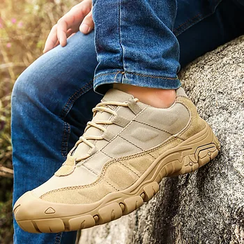 

Cow Suede Leather Outdoor Male Sneakers Shoes For Men Adult Non-Slip Casual Military Army Autumn Patchwork Footwear Big Size