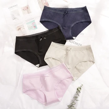 

Solid color underwear, waist underwear, women's underwear, underwear, large size underwear, 4 pieces / set