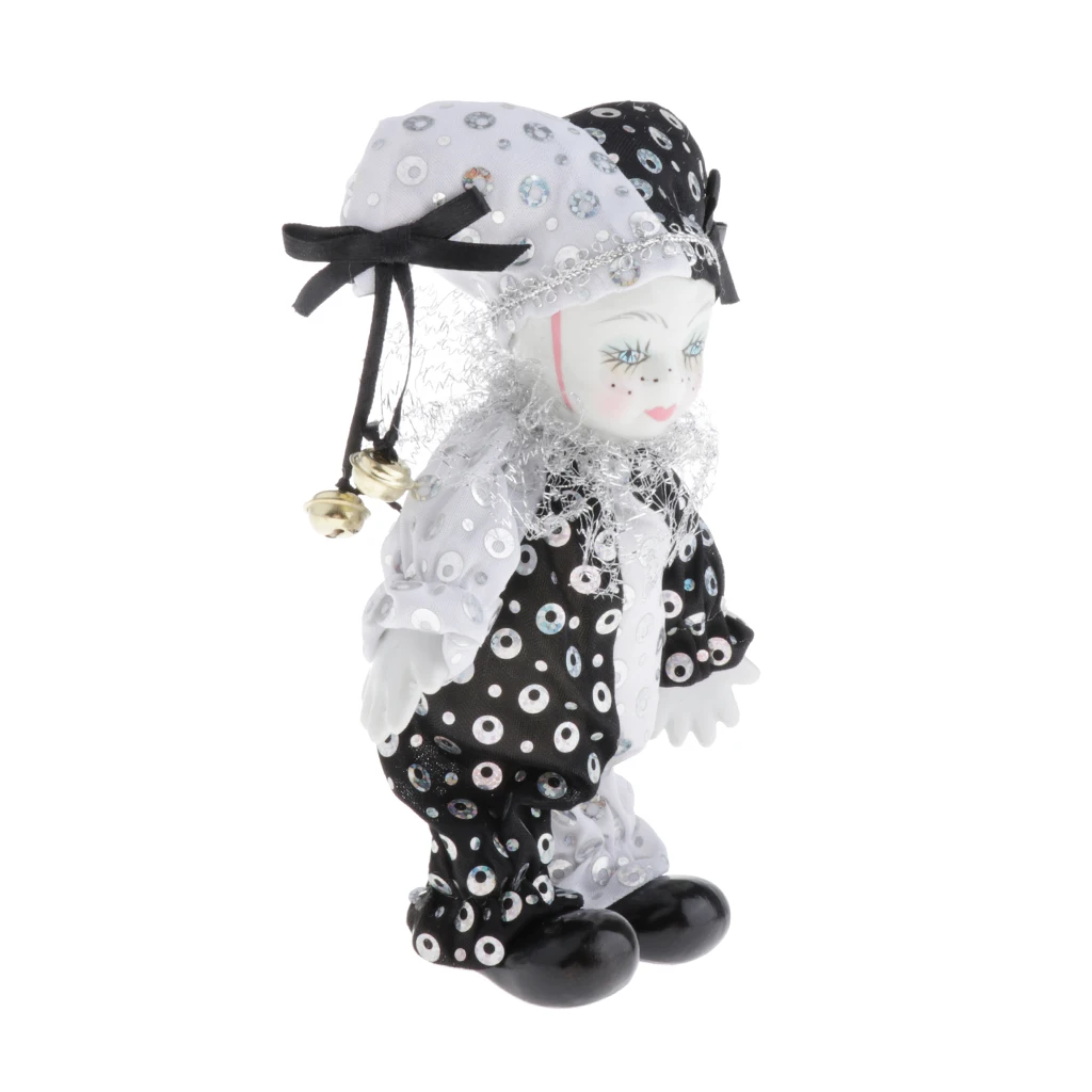 5 Inch Italian Doll Porcelain Clown Figures Artware Fit for Valentine Gift, for Home Office Desktop Decor Ornaments