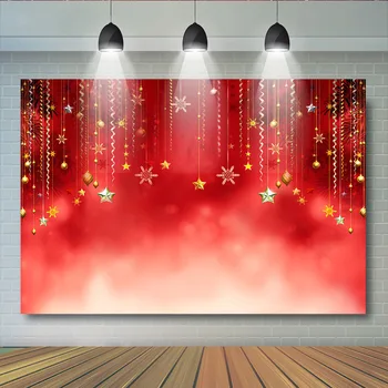 

Christmas Stars BoKen Photography backdrop Newborn Wedding Party Photo background Gift Shiny Stars Red Background