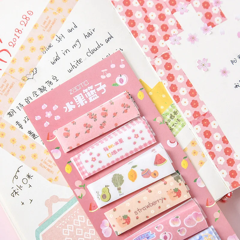

Kawaii Post-it Notes Cute Pattern DIY Collage with Washi Paper Sticky Tape Hand Account Sticker Girl Gift Office School Supplies
