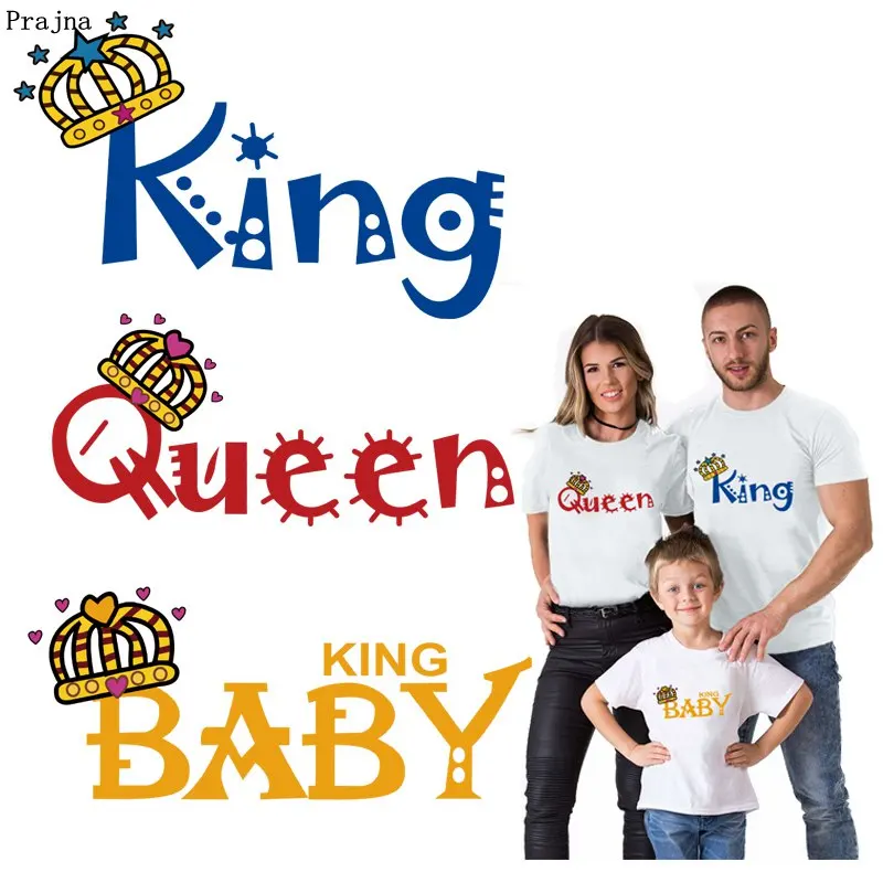Prajna King Queen Baby Iron On Transfer для семейной одежды футболка Летний стиль термо заплатки
