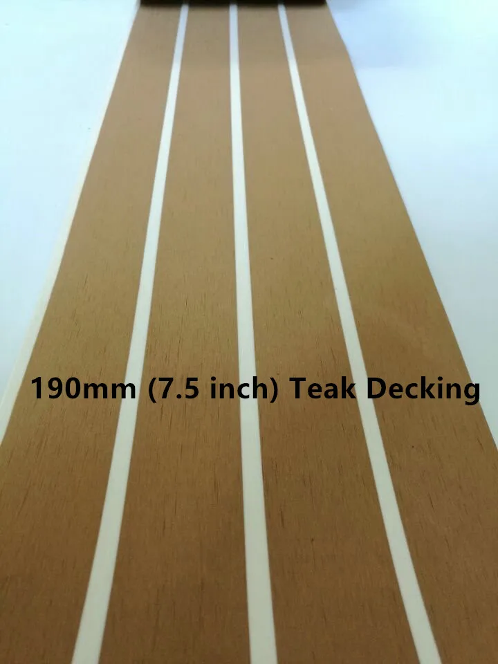 Boat Marine Yacht Synthetic PVC Teak Decking Flooring with White Caulking Stripes 190mm/50mm