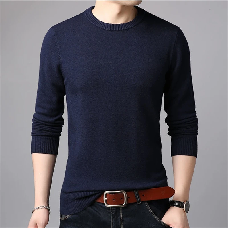 Spring And Autumn Men's Pullovers Solid Color Thin Sweater Men Simple Style O-neck Thin Male Clothing Underwear 2