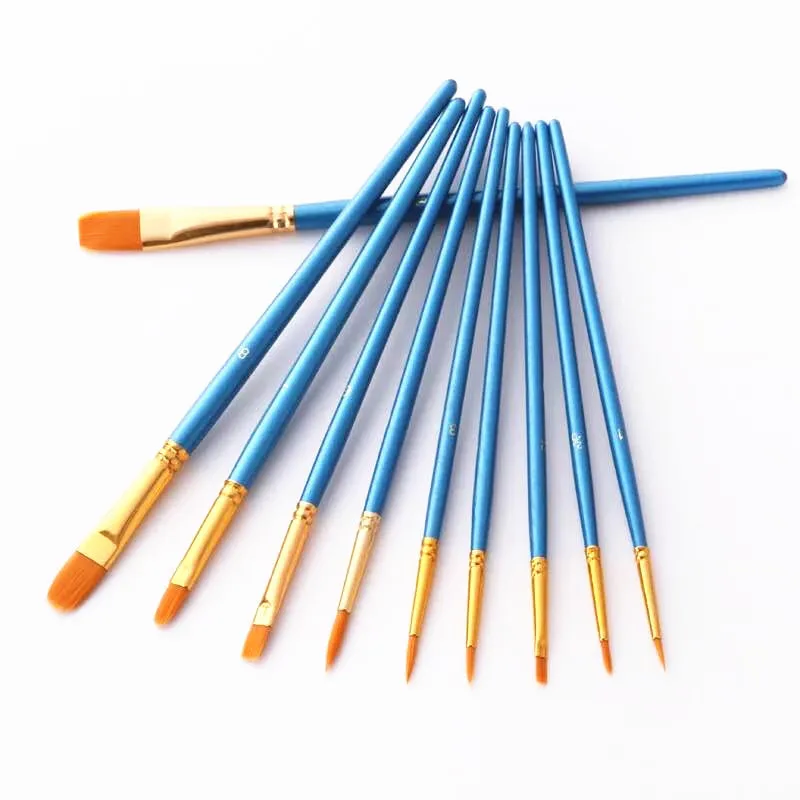 10Pcs Gouache Paint Brush Set Watercolor Painting Kit Nylon Hair Cake