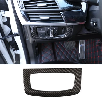 

Car Accessories Carbon Fiber ABS Chrome Headlight Lamp Switch Decoration Frame Cover Trim For BMW X5 F15 2014-2018