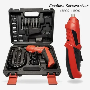 

220V 47PCS Cordless Screwdriver Foldable Electric Screwdriver Rechargeable Screwdriver 250r/min With Work Light