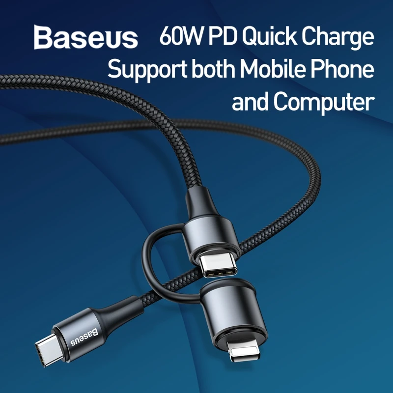 

Baseus 2in1 USB Type C to USB Type C Cable & Quick Charge PD Cable for iPhone Cable USB C to for Apple Lightning Charging Cable