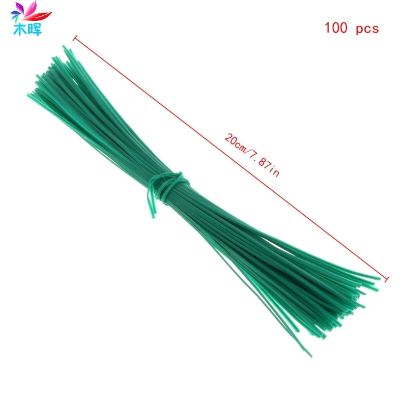 100 Pcs Garden Coated Twist Wire String Tie Plant Support Plastic Strap Cables E65B - Цвет: 20 cm