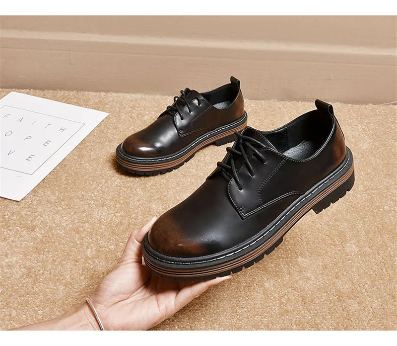 British Style Women Flats Platform Oxfords Vintage Lace Up Ladies Girls Brogues Shoes Black Brown College Oxford Shoes For Woman (24)