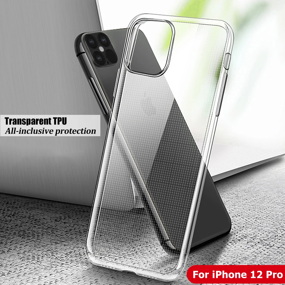 Прозрачный чехол для телефона iPhone 12 Pro Max силиконовая Мягкая задняя крышка 11