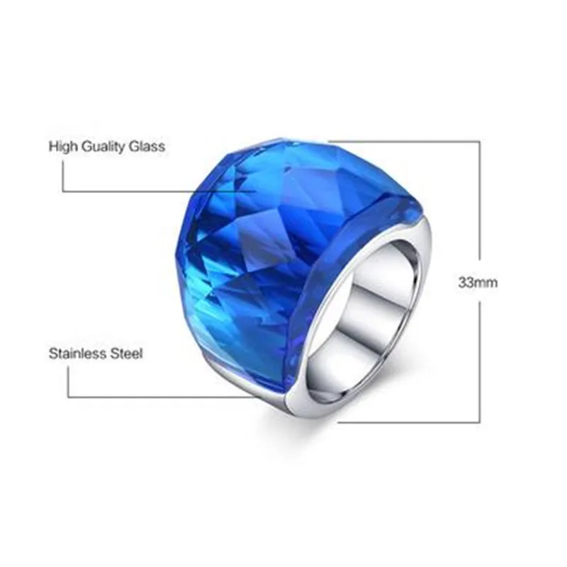 FDLK кольцо из нержавеющей стали с большим камнем большие кольца для женщин Свадебные ювелирные изделия оптом