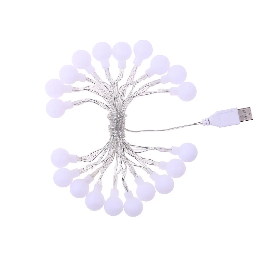 2,35 м 20 шт usb Зарядка светодиодный струны матовый белый шар декоративная форма огни праздничные гирлянды с лампочками Праздник Светодиодный струны#15