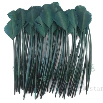 

Wholesale 25-30CM (10-12 inches) turkey nest feather torn round head dyed dark green 50-100PCS DIY jewelry shuttlecock feather