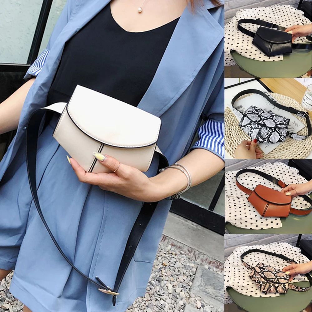 Women Girls Travel Fanny Pack PU Leather Belt Waist Wallet Bag Pouch Shoulder Purse