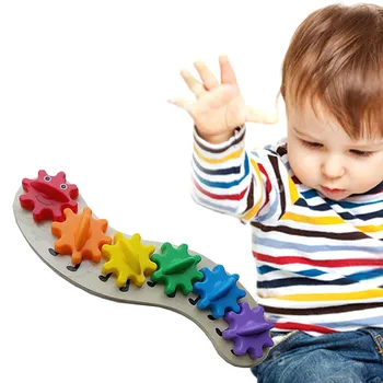 

Wood Gear Wheel Caterpillar Assembling Blocks Toys Early Educational DIY Colorful Sorting Board Toys