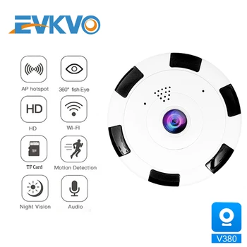 

EVKVO 1080P Full HD V380 APP 360 Degree Panoramic Wide Angle MINI Cctv Smart IP Camera CCTV Fisheye Soccer Monitor Wifi Camera