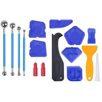 

Caulking Tool Kit, Caulking Tools Silicone Sealant Finishing Tool Grout Scraper Caulk Remover Caulk Nozzle(16 Pcs)