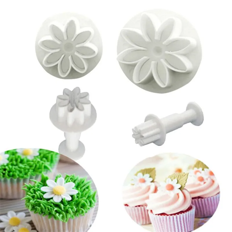 Cookie Cutter Baking Mold Cookie Mould Cookie Printing Mold Fondant Cutter Baking Decorating Tools Cookie Maker Press Kit Pastry Cutter 4Pcs/lot Daisy Flower Cake Plunger Fondant Cookie Cutter Mold Plum Cake Decorating Tools Sugarcraft Biscuit Stamping Mold