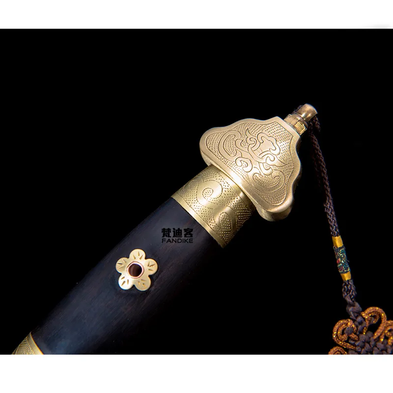 Handmade folded steel short straight chinese sword Manual copper clad Carving Eight sides sword sharp knife