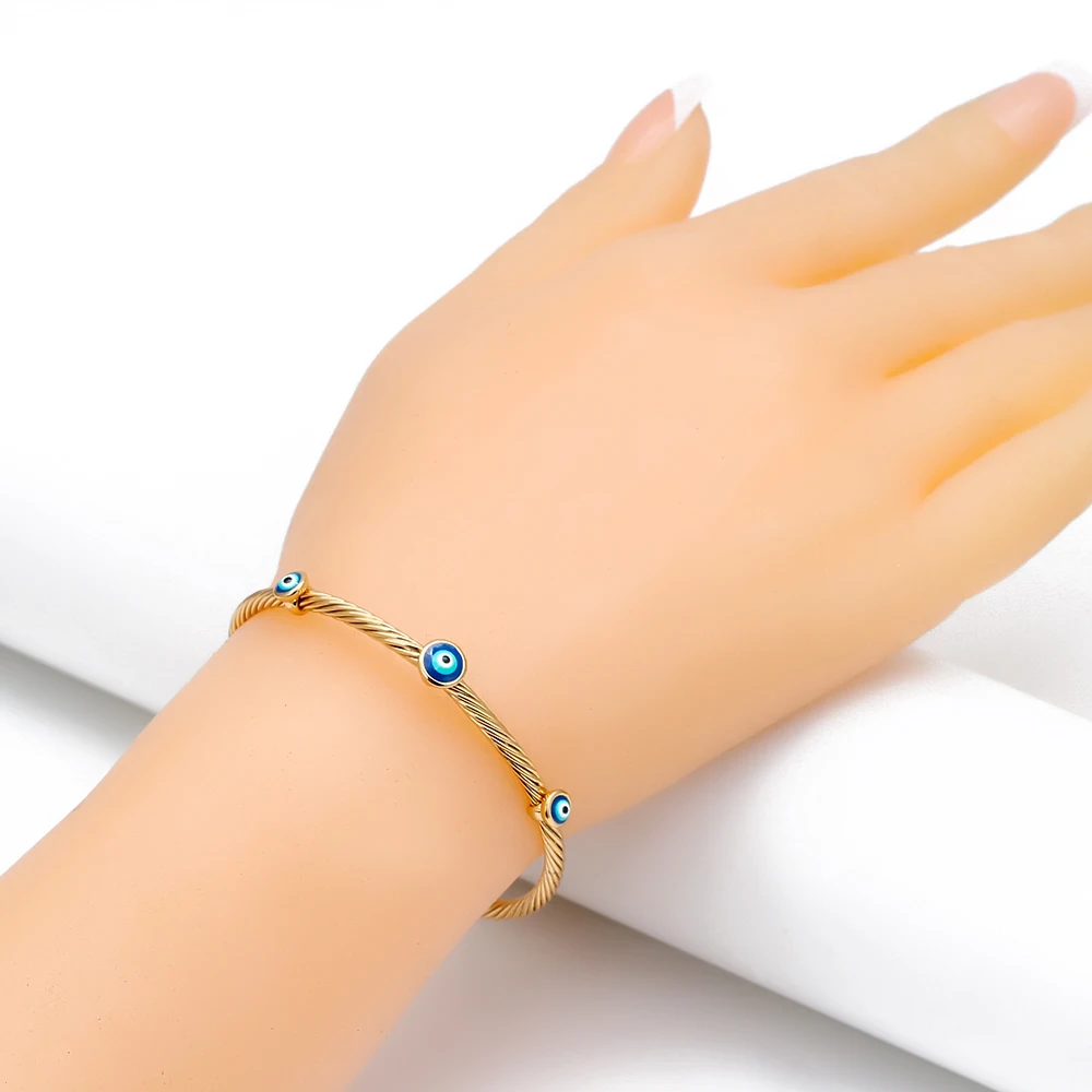 Lucky Eye Dropping Oil Turkish Evil Eye Bangle Bracelet Gold Silver Color Bangles Gifts Women Men Fashion Jewelry EY6761