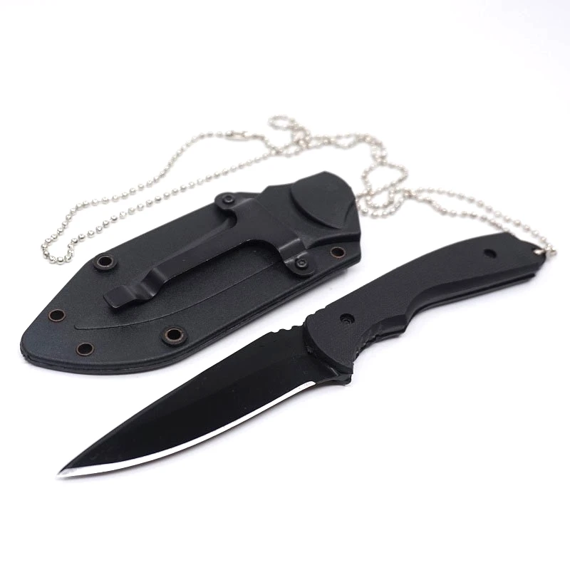 Necklace knife tactical fixed hunting knife blade stainless steel 58HRC