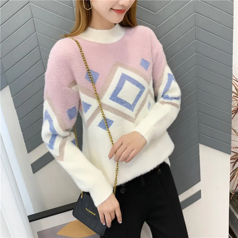 Blusas De Inverno Feminina, пончо, свитер, 9437 настоящая фотография, жаккардовый вязаный свитер с высоким воротником и рукавами 42- 2f, 6 рядов, 2 полки