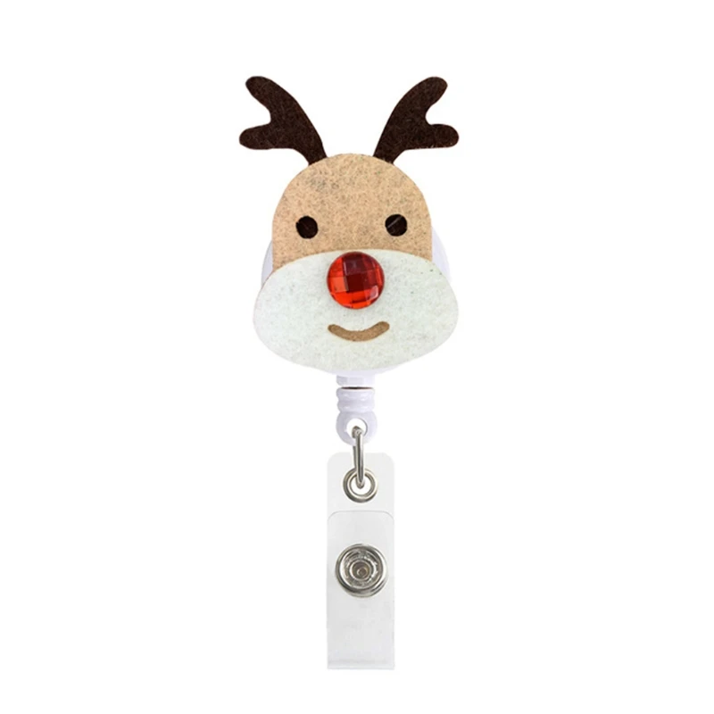 T8DB Classic Christmas Felt Badge Holder with Clip Retractable Badge Reel for Nurse Doctor Office Staff Factory Workers nurse doctor staff retractable rainbow badge reel with pvc id name tag card holder belt clip work badge holder