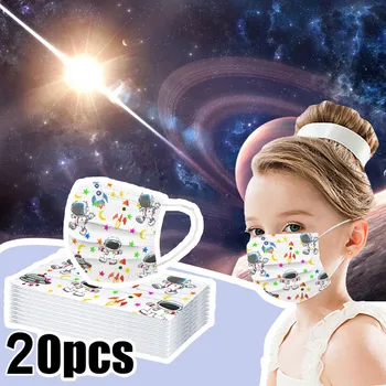 

20pcs Children's Mask Disposable Face Mask Space Print Anti-pollution 3ply Ear Loop Nonwove Fabric Mouth Mask (none Medical)