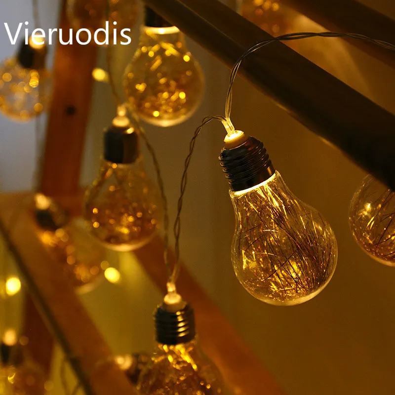 

Vieruodis Night lighting USB 10/20 pcsRomantic Atmosphere Bulb Shape String Lights LED Party Birthday Wedding Home Decoration